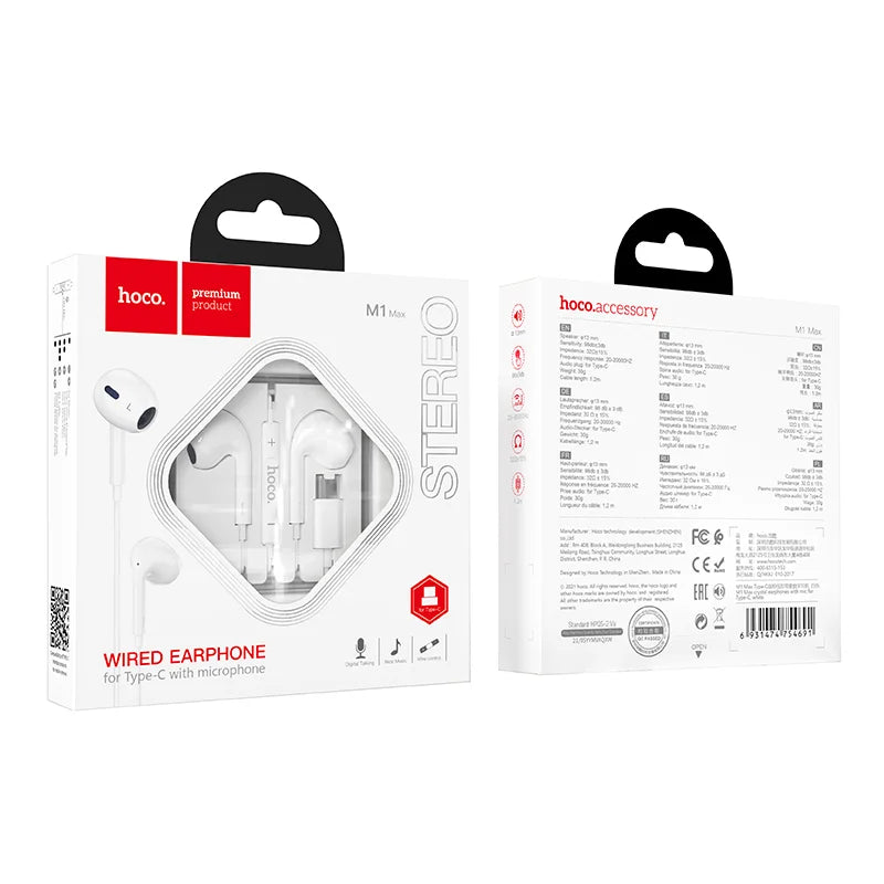 Écouteurs intra-auriculaires en cristal M1 Max pour Type-C avec micro