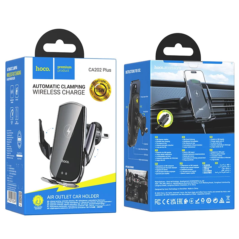 Support de voiture de charge sans fil à induction infrarouge CA202 Plus Enlightener (sortie d'air)